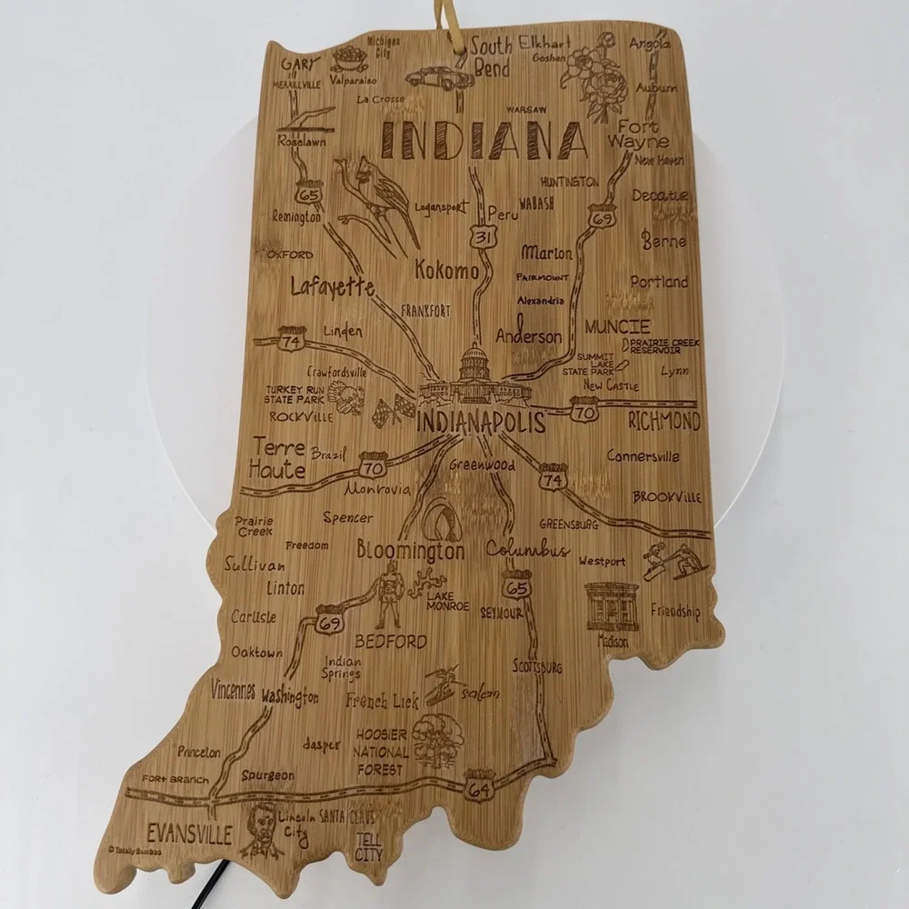 Totally Bamboo Destination Indiana State Shaped‎ Serving and Cutting Board